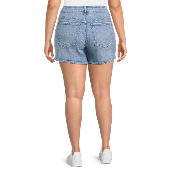 Terra & Sky Comfort Stretch Denim Shorts Womens Sz 26W A-Line High Rise - Picture 2 of 5